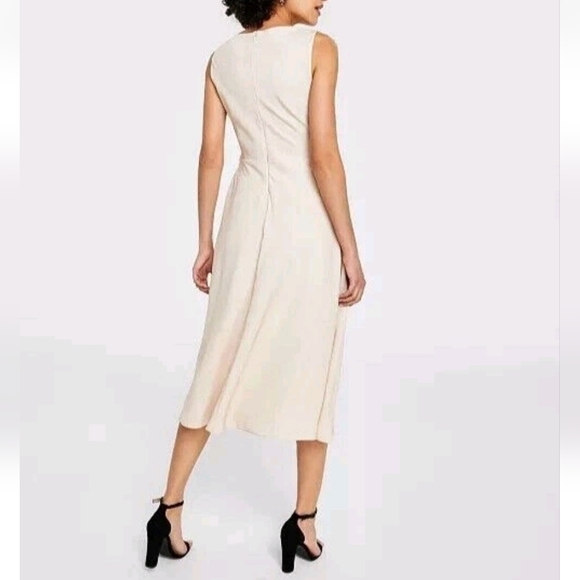 DKNY Womens Cocktail Midi Dress Fit & Flare Floral Beige Multi-Color SIZE 8 - Picture 2 of 6